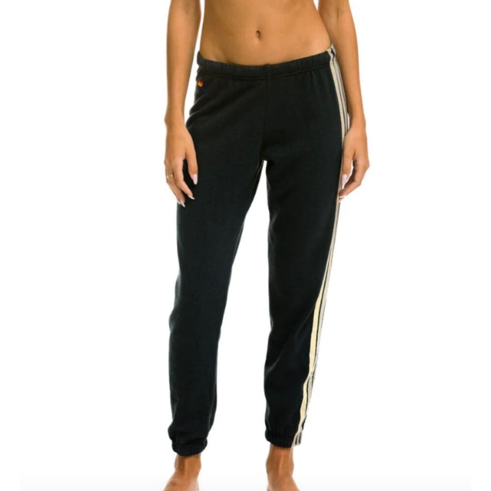 ~ Aviator Nation XL Sweatpants Gray 5-Stripe Beachy Lounge Athleisure Gym Relax - Picture 15 of 15